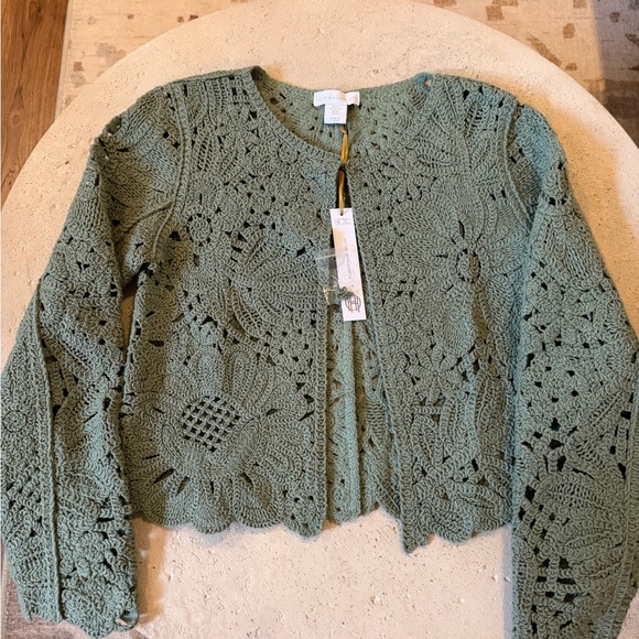 House of Harlow 1960 Teal Crochet Cardigan NWT - Picture 2 of 5